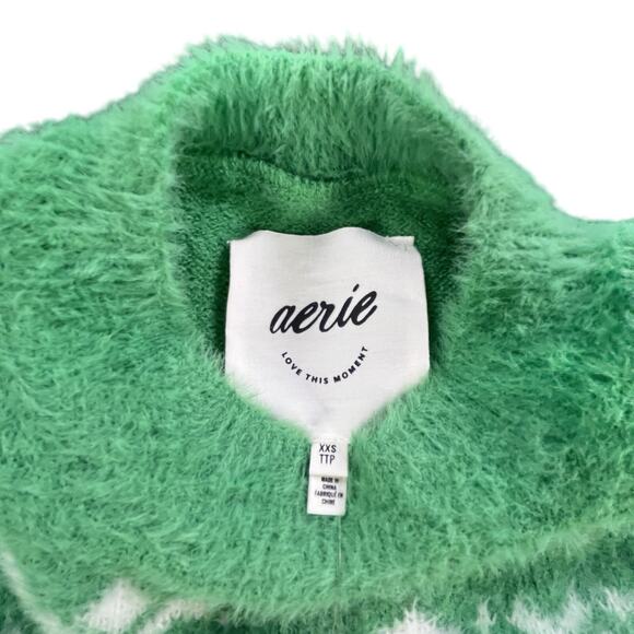 Aerie Oversized Fair Isle Sweater Kelly Green - Picture 2 of 8